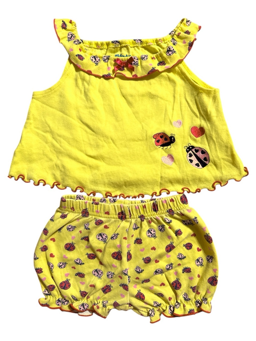 Kidgets Yellow Ladybug Ruffle Tank & Shorts Set